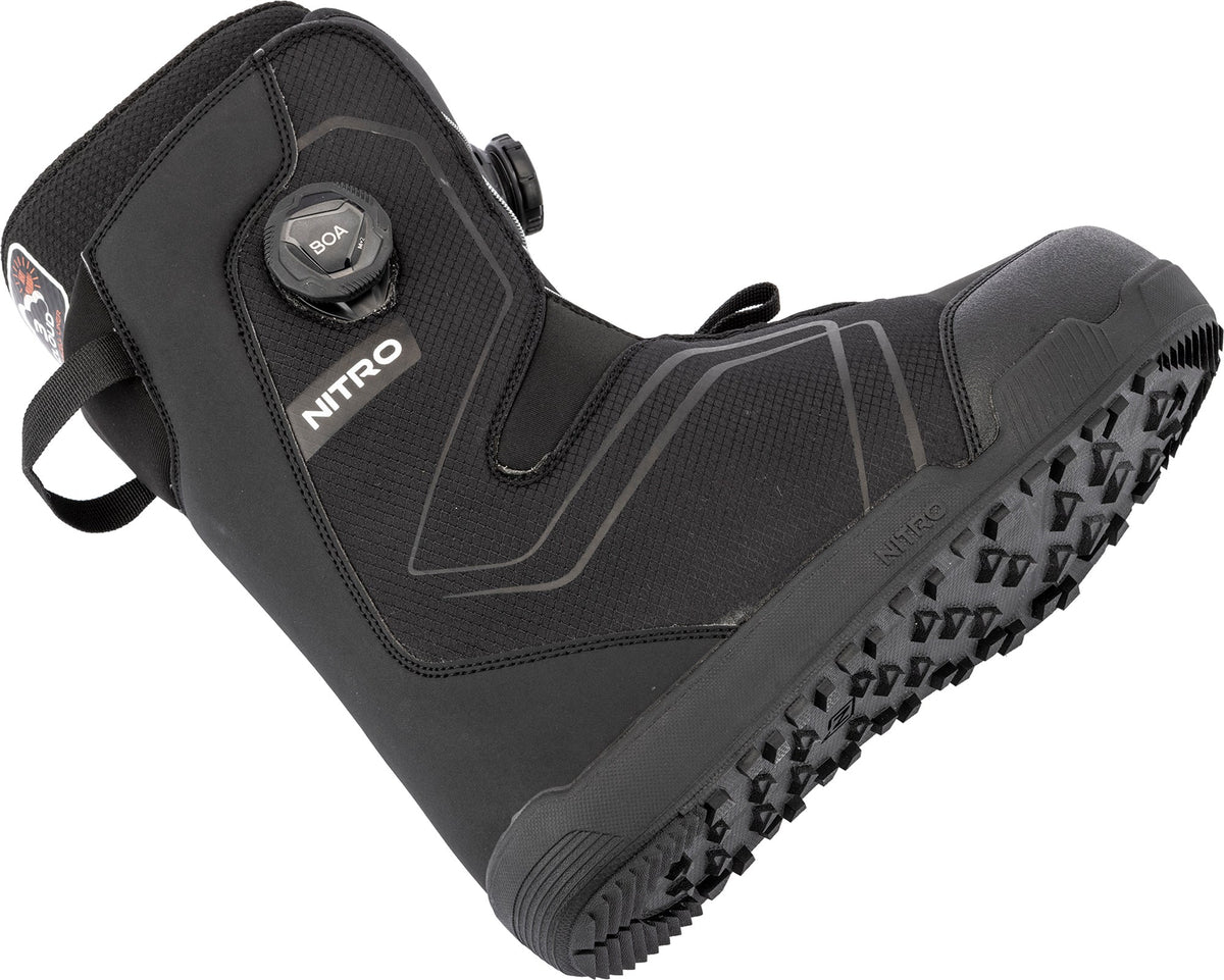 Nitro men's snowboard boot with BOA lacing system and aggressive rubber outsole
