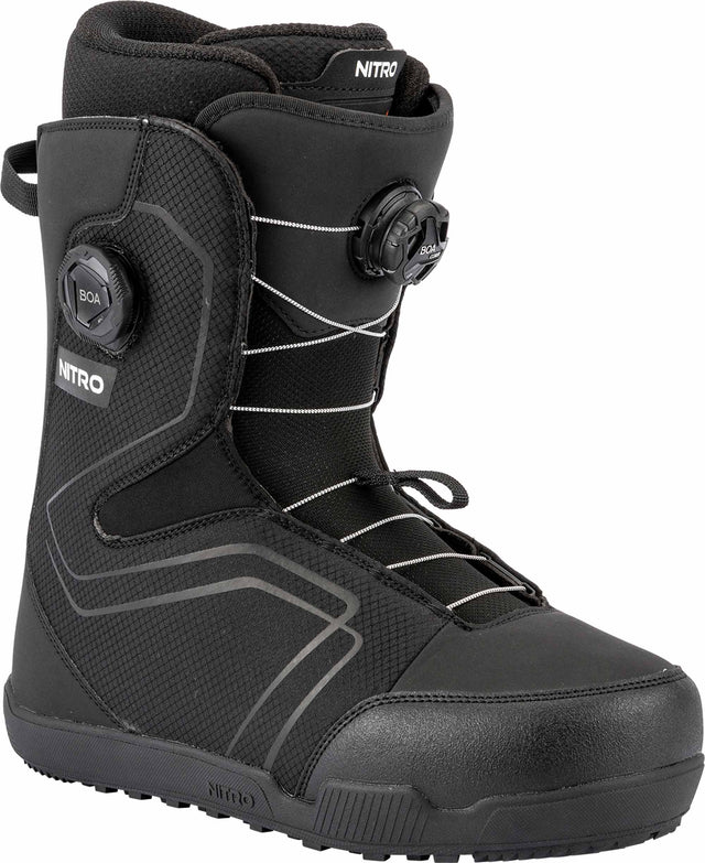 Nitro men's snowboard boot with dual BOA closure system and textured upper