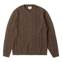 Mohair fisherman sweater, front view product shot in chocolate