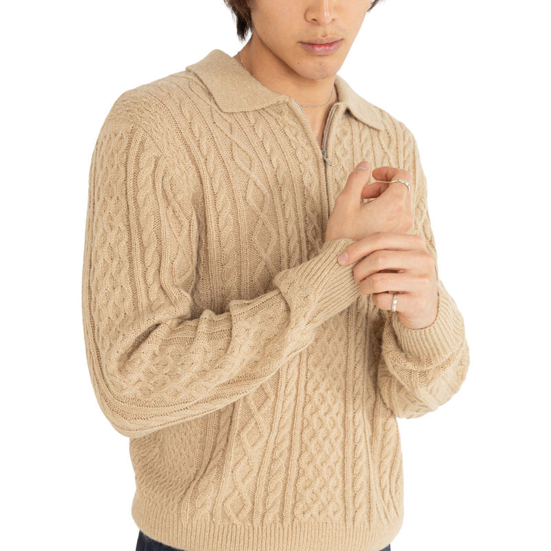 Rhythm Men's Mohair Quarter Zip Fisherman Knit
