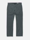 Men's dark grey straight-leg chinos with front pockets and belt loops on white background