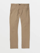 Men's khaki straight-leg chino pants with belt loops and side pockets on white background