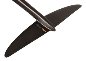 Code Foils 150AR carbon fiber hydrofoil tail wing with orange branding on white background
