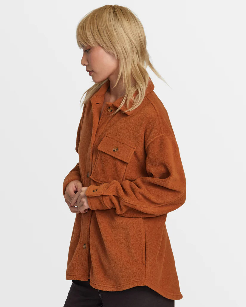 RVCA Polar Birdie Shacket Overshirt - Mocha Bisque