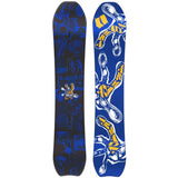 Armada Sicko snowboard top and base views, blue graphic with white hand design