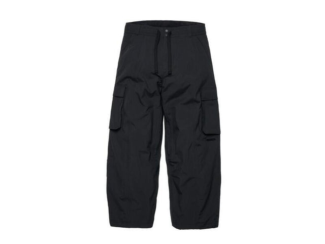 Wide-leg insulated cargo snow pants with side pockets and drawstring waist
