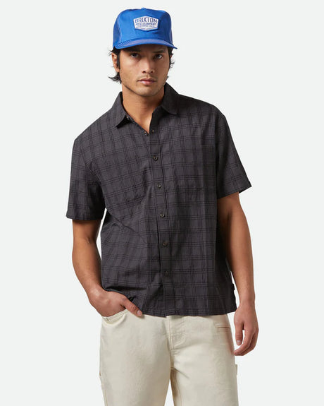 Brixton Men's Cru Oxford Plaid Relaxed Short Sleeve Shirt