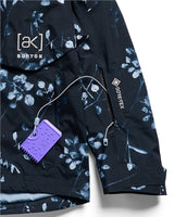 Burton AK Cyclic Gore-Tex 2L women's jacket with floral print, zipper detail, and hang tag