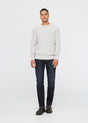 Men's dark navy straight leg performance denim jeans with slim modern fit