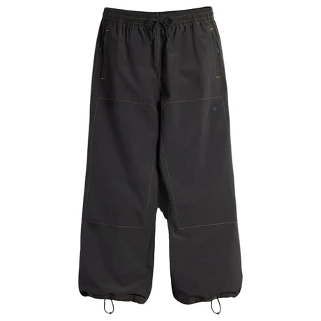 Wide-leg drawstring pants with contrast stitching, cargo pockets, and ankle cinch cords.