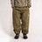 Relaxed fit men's snow pants with elastic waist, gathered ankles, and small logo patch