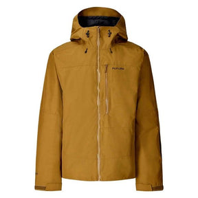 Flylow men's hooded ski jacket with front zip closure and chest pocket