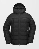 Volcom men's quilted puffer jacket with attached hood and front zip closure