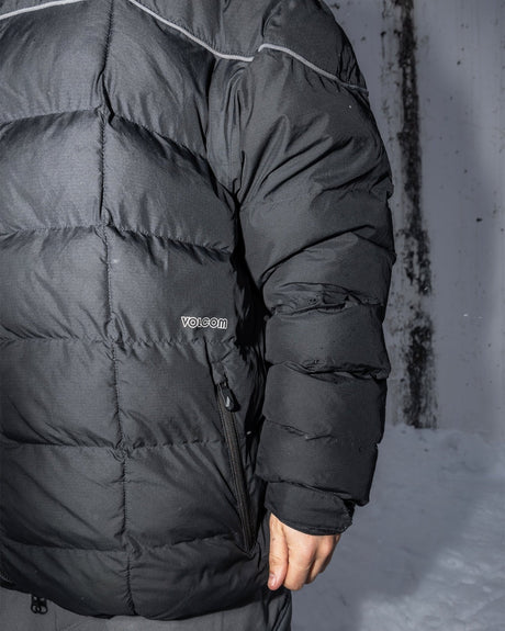 Volcom men's quilted puffer jacket with zippered side pocket and puffy insulated sleeves