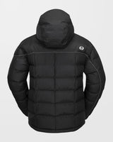 Volcom men's quilted puffer jacket with hood, shown from the back view
