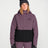 Volcom women's insulated snow jacket with two-tone colorblock design and hood, worn by model