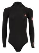 Black long sleeve women's springsuit with pink Body Glove Tatiana West logo patches