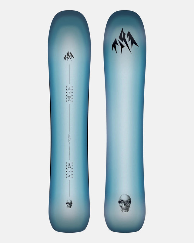 Jones Mind Expander 2.0 snowboard in blue gradient, front and back views