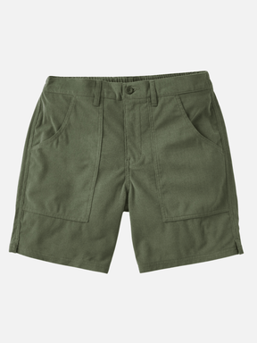 Katin men's olive green corduroy shorts with patch pockets and button closure