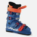 Lange RSJ 65 junior ski boot in blue with orange cuff and red buckles