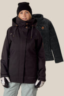 686 women's black 3-in-1 snowboard jacket with removable insulated liner and hood