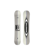 Salomon Kickback snowboard shown front and back, gray with black Salomon oval logo