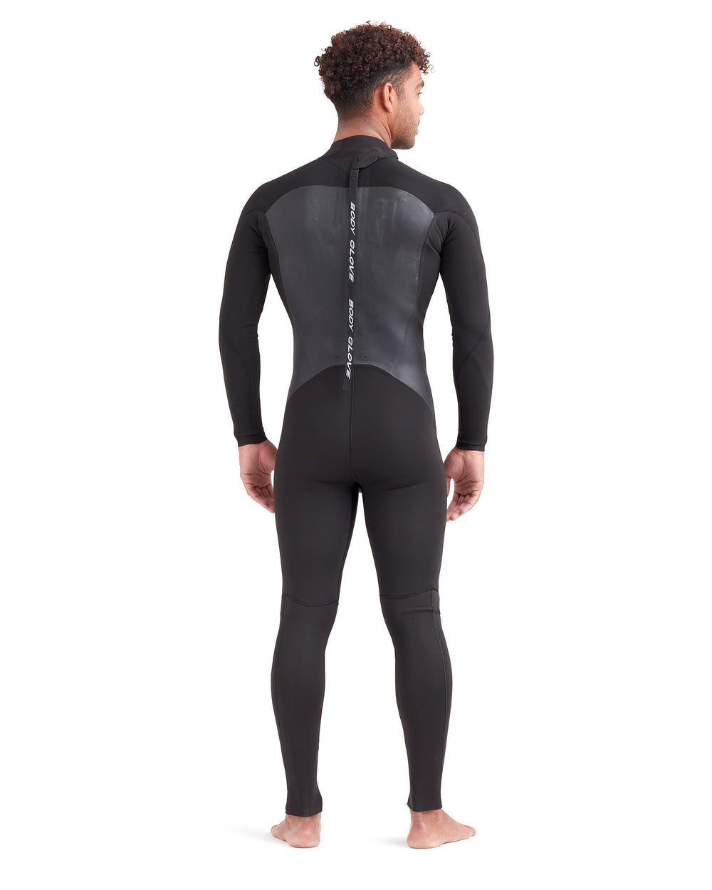 Body Glove Phoenix men's black 4/3mm back-zip fullsuit wetsuit, rear view
