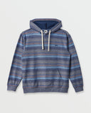 Quiksilver striped blue pullover hoodie with pouch pocket and drawstring hood