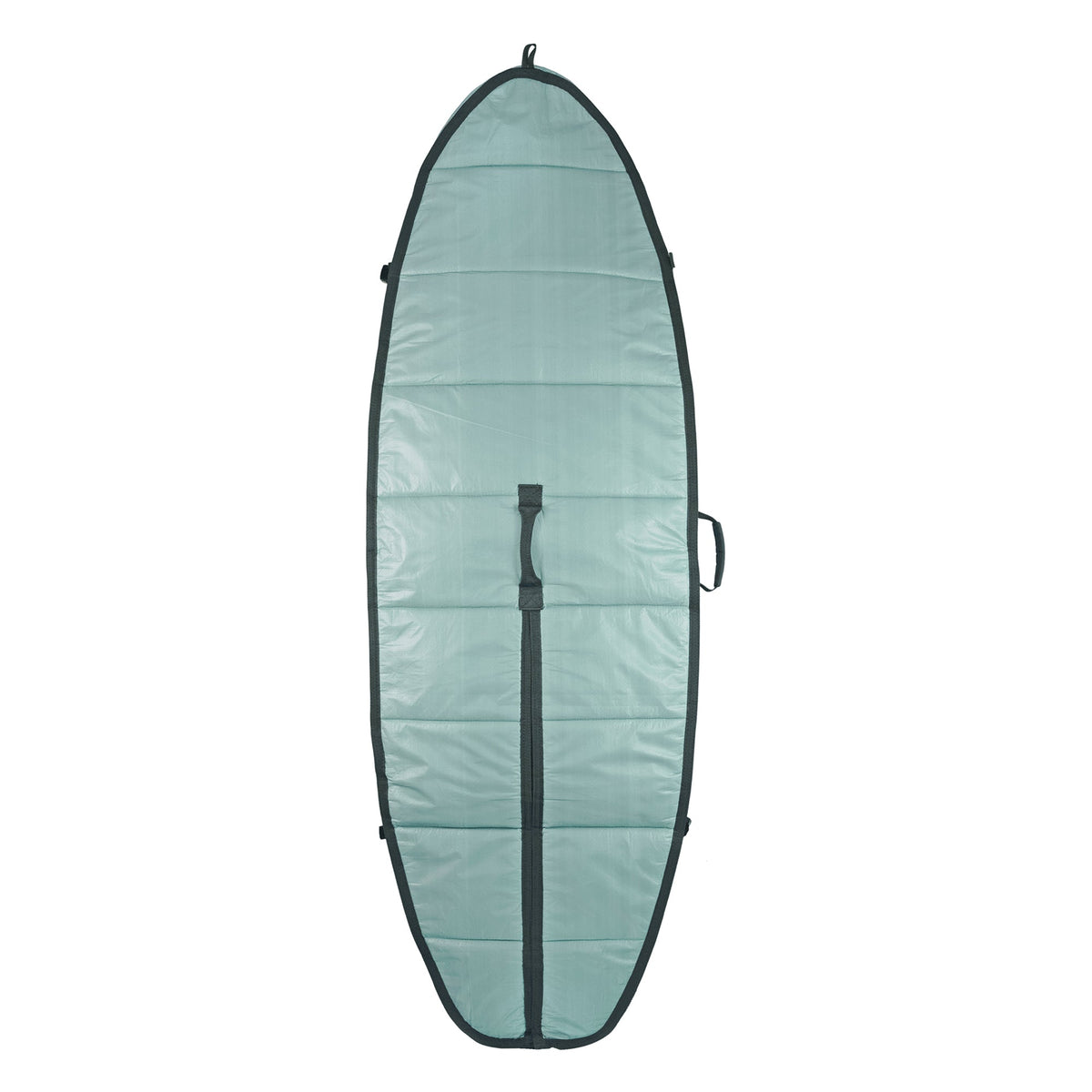 Padded surfboard bag with carry strap and handle for mid-length boards