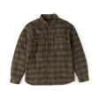 Roark Backwoods flannel shirt jacket with plaid pattern, snap buttons, and dual chest pockets