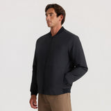 Men's bomber jacket with ribbed collar, cuffs, and hem, featuring a full zip closure.