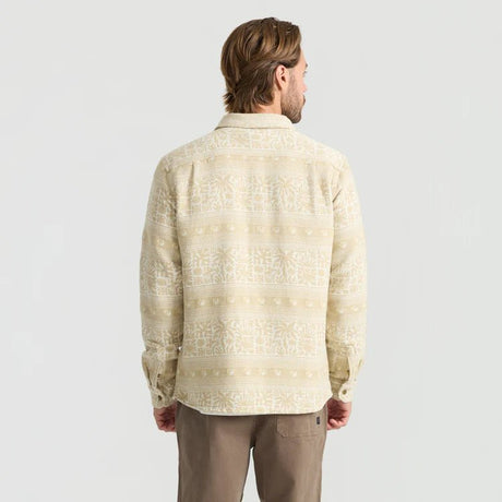 Roark Nordsman Jacquard long sleeve shirt in cream with floral stripe pattern, back view