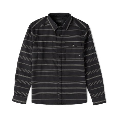 Roark Diablo long sleeve button-up shirt with horizontal stripes and chest pocket
