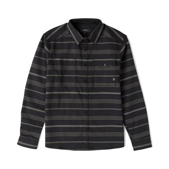 Roark Diablo long sleeve button-up shirt with horizontal stripes and chest pocket
