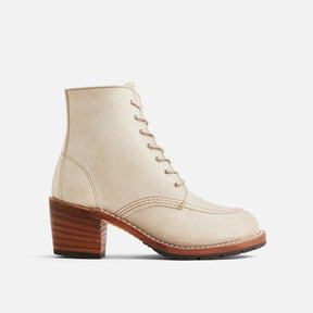 Red Wing Clara women's cream suede lace-up ankle boot with stacked wood heel