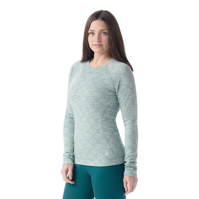 Smartwool Women's Classic Merino Base Layer Crew - Arctic Green Digi Snow