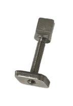 Stainless steel T-bolt with rectangular head and threaded shaft for snow or skate equipment