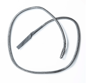Gray braided replacement lace for snowboard or skate boots on white background
