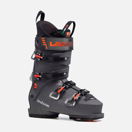 Lange Shadow 120 MV GW alpine ski boot with four buckles and pull loop, side view