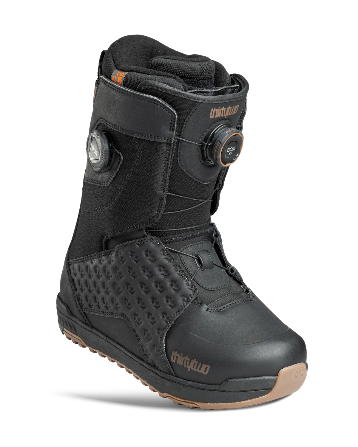 ThirtyTwo Men's Lashed Double BOA black snowboard boot with gum rubber sole