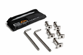 Code Foils titanium base plate bolt kit with T-nuts, bolts, two T30 wrenches, and black zip pouch