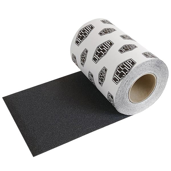 Jessup Ultra Grip tape roll unrolled showing black grit surface and white branded backing