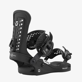 Union Trilogy women's snowboard binding in all-black with ratchet straps and vented highback