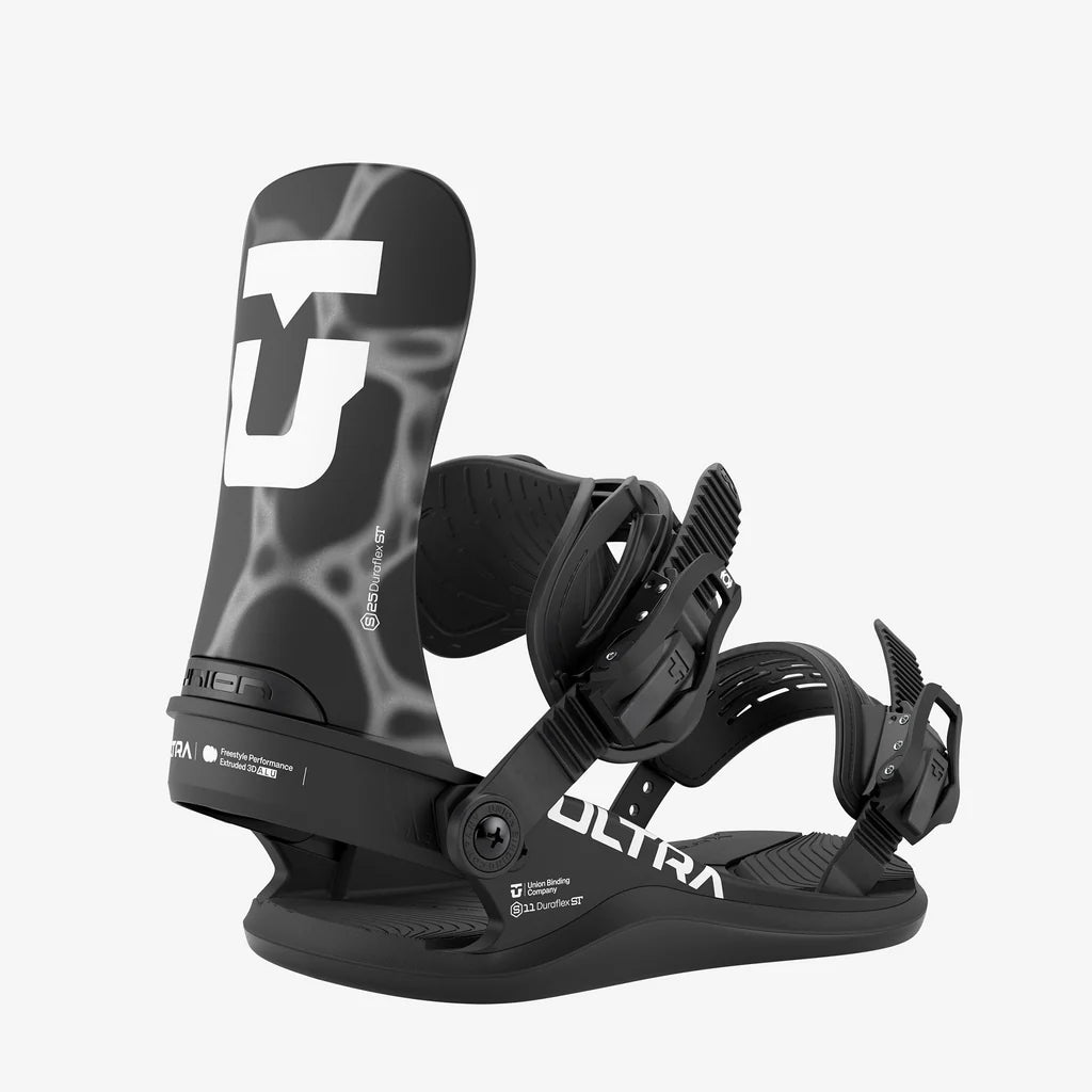 Union Ultra women's black snowboard binding with highback and ratchet straps