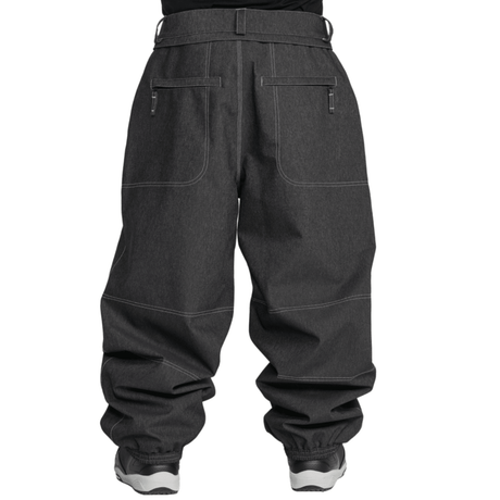 Volcom men's baggy snow pants with back pockets, belt loops, and elastic cuffs
