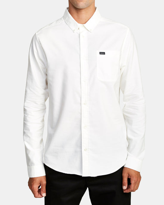 Load image into Gallery viewer, RVCA Thatll Do Stretch Long Sleeve Shirt - White
