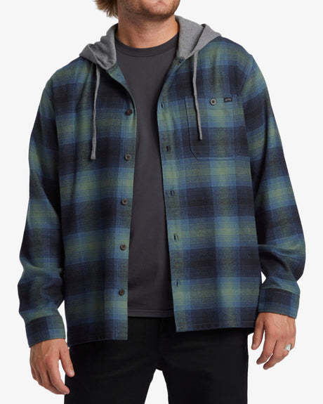 Billabong Baja Hooded Flannel Shirt- Fern