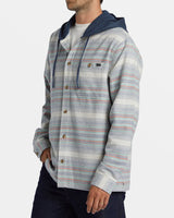 Billabong Baja Hooded Flannel Shirt- Slate Blue