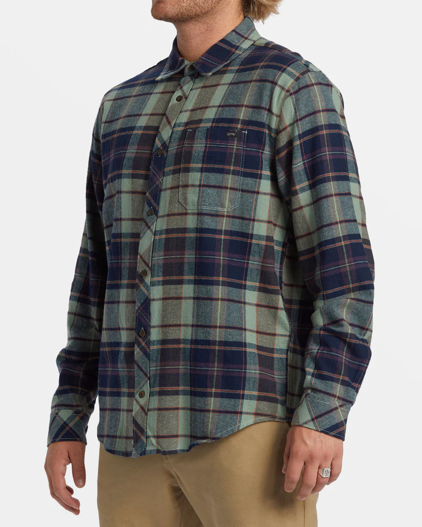 Billabong Coastline Long Sleeve Flannel Shirt - Fern