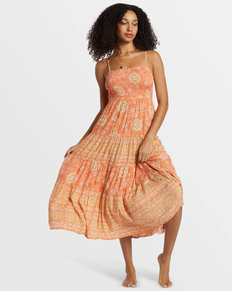 Billabong Dream Space Midi Dress - Sweet Papaya